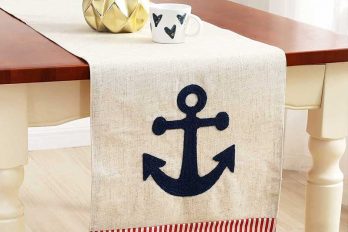 New Embroidered Anchor Tablerunner For Beach or Lake House